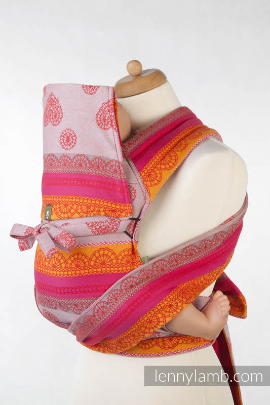 MEI-TAI carrier Mini, jacquard weave - 100% cotton - with hood, CHERRY LACE 2.0 #babywearing