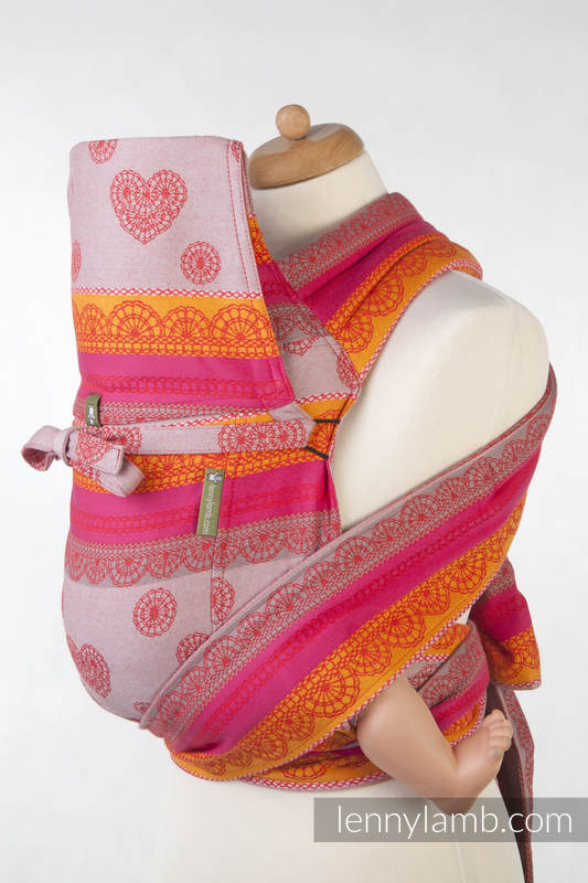 MEI-TAI carrier Toddler, jacquard weave - 100% cotton - with hood, Cherry Lace #babywearing