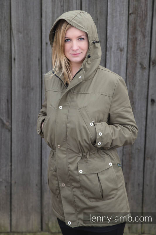 Parka Babywearing Coat - size S - Khaki & Customized Finishing #babywearing