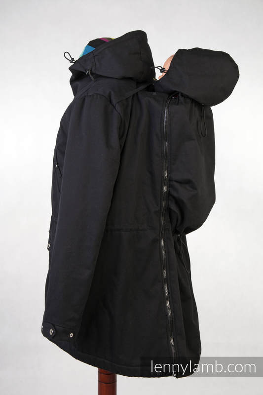 Kurtka do noszenia - Parka - Czarna z Diamentową Kratą - rozmiar L #babywearing