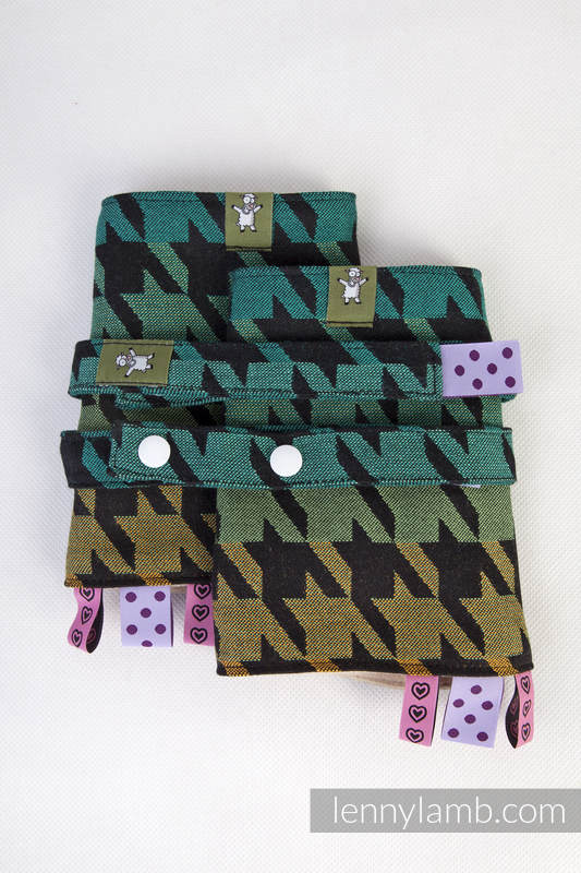 Drool Pads & Reach Straps Set, (60% cotton, 40% polyester) - PEPITKA GREEN & YELLOW #babywearing