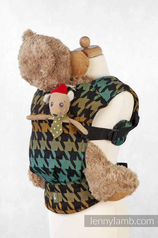 Doll Carrier made of woven fabric, 100% cotton  - PEPITKA GREEN & YELLOW #babywearing