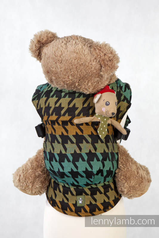 Doll Carrier made of woven fabric, 100% cotton  - PEPITKA GREEN & YELLOW #babywearing