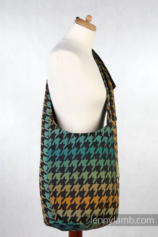 Hobo Bag made of woven fabric, 100% cotton - PEPITKA GREEN & YELLOW #babywearing