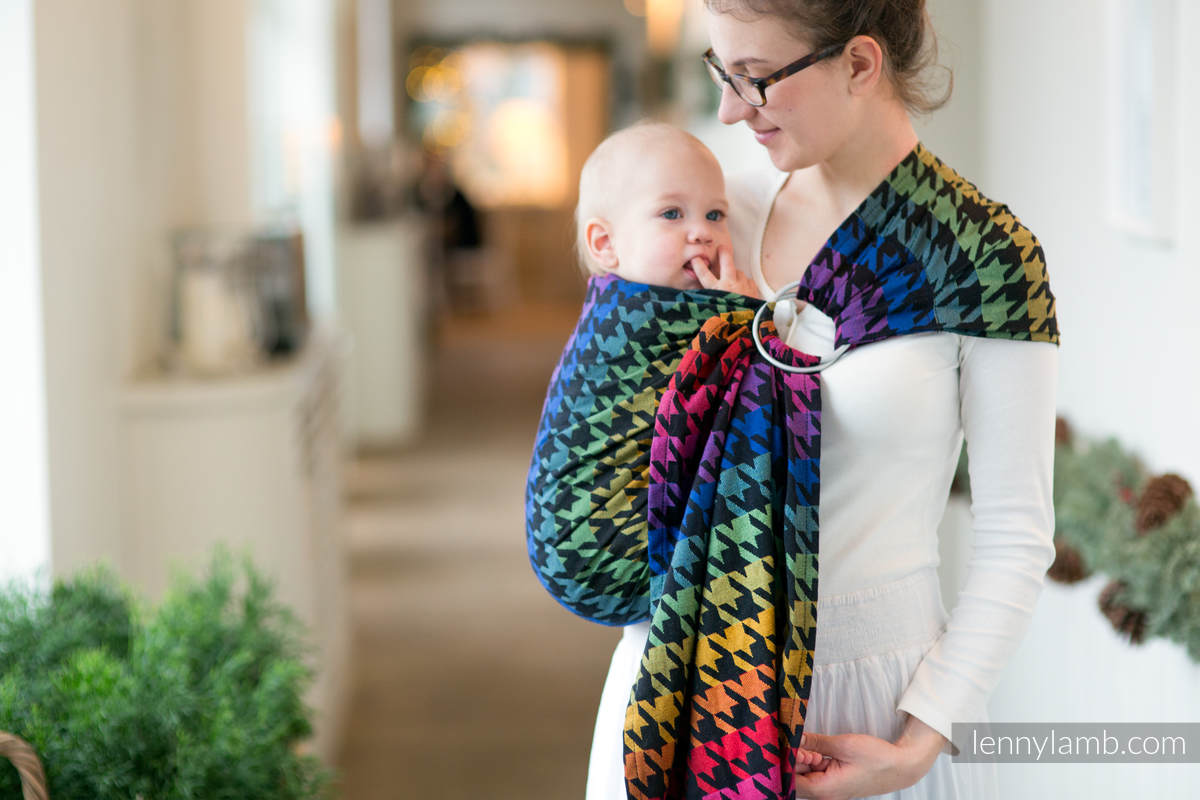 Ringsling, Jacquard Weave (100% cotton) - RAINBOW PEPITKA - long 2.1m #babywearing