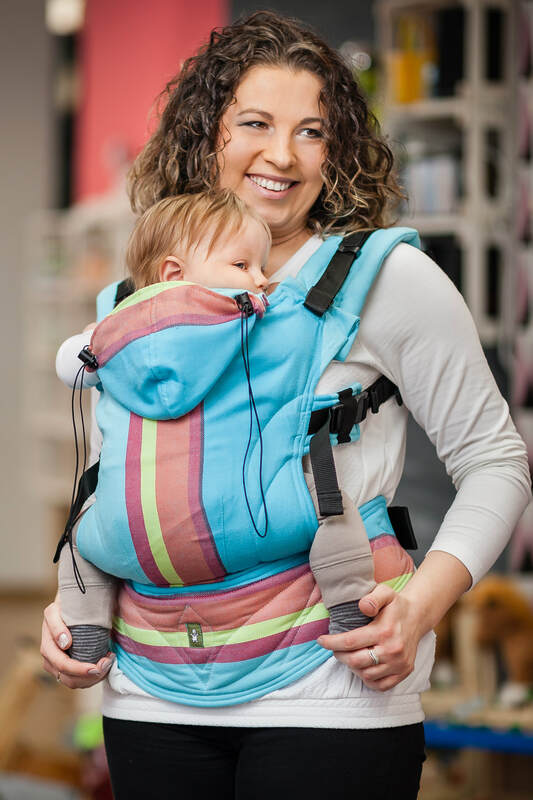 Ergonomic Carrier, Toddler Size, broken-twill weave 100% cotton - BLUE LAGOON - Second Generation. #babywearing