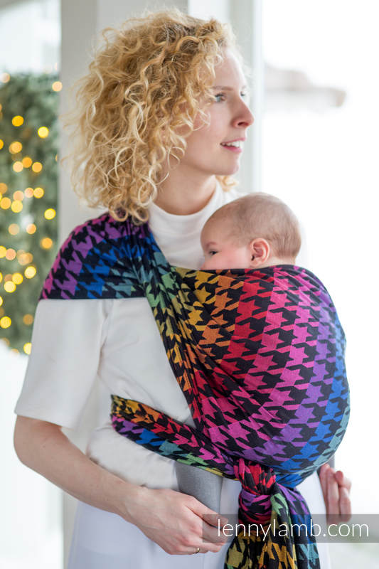 Baby Wrap, Jacquard Weave (100% cotton) - RAINBOW PEPITKA - size L #babywearing