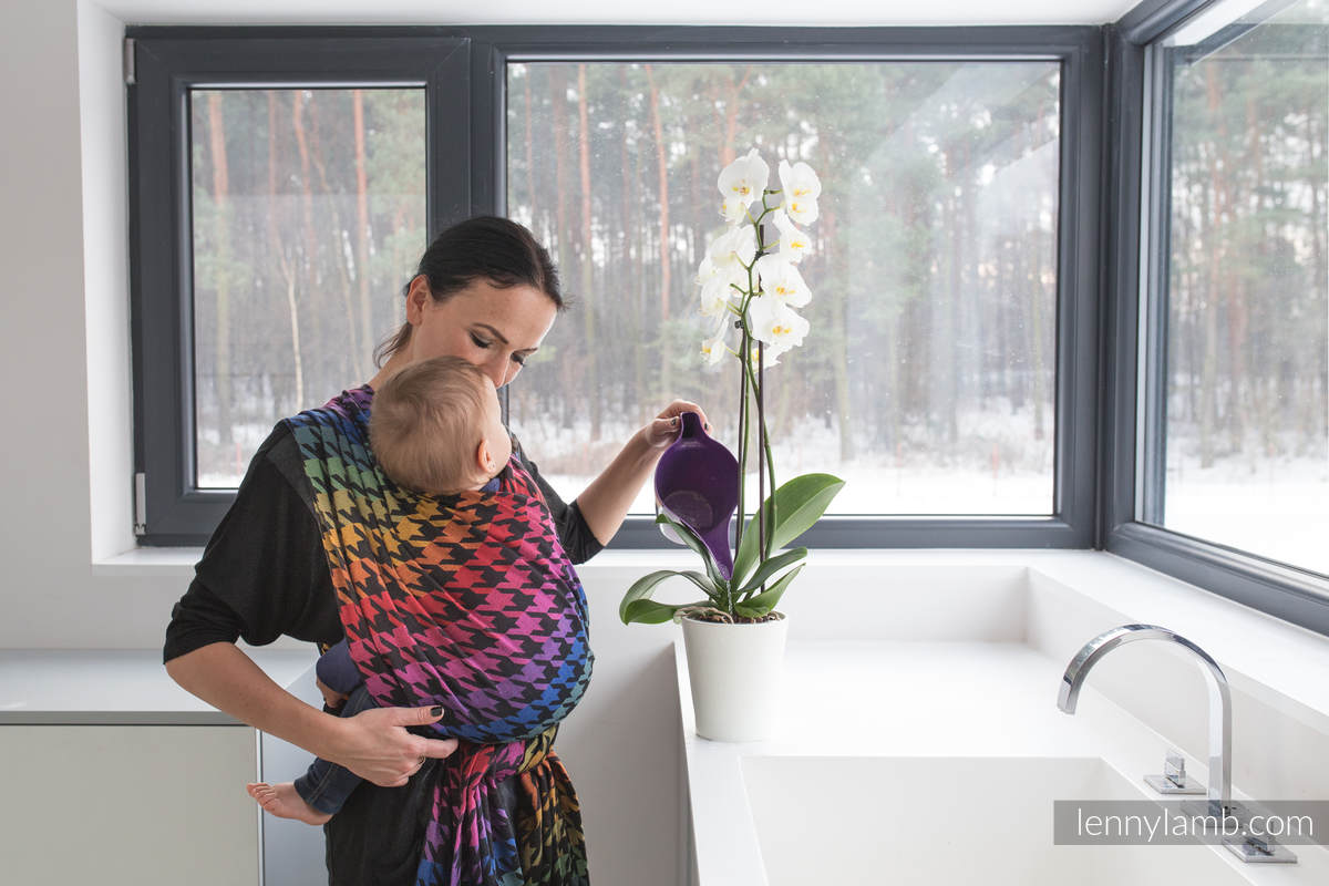 Baby Wrap, Jacquard Weave (100% cotton) - RAINBOW PEPITKA - size M #babywearing