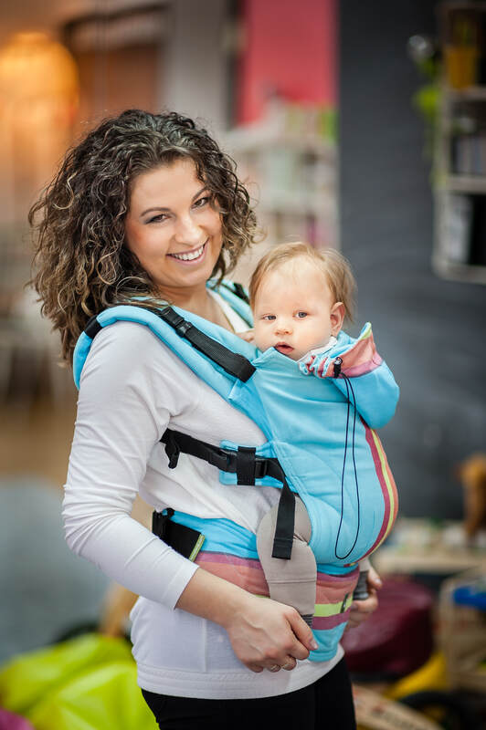 Ergonomic Carrier, Toddler Size, broken-twill weave 100% cotton - BLUE LAGOON - Second Generation. #babywearing