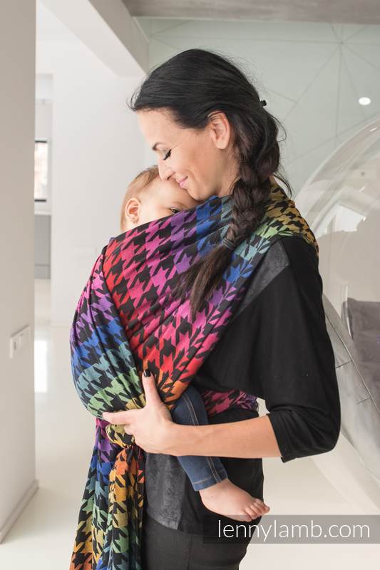 Baby Wrap, Jacquard Weave (100% cotton) - RAINBOW PEPITKA - size L (grade B) #babywearing