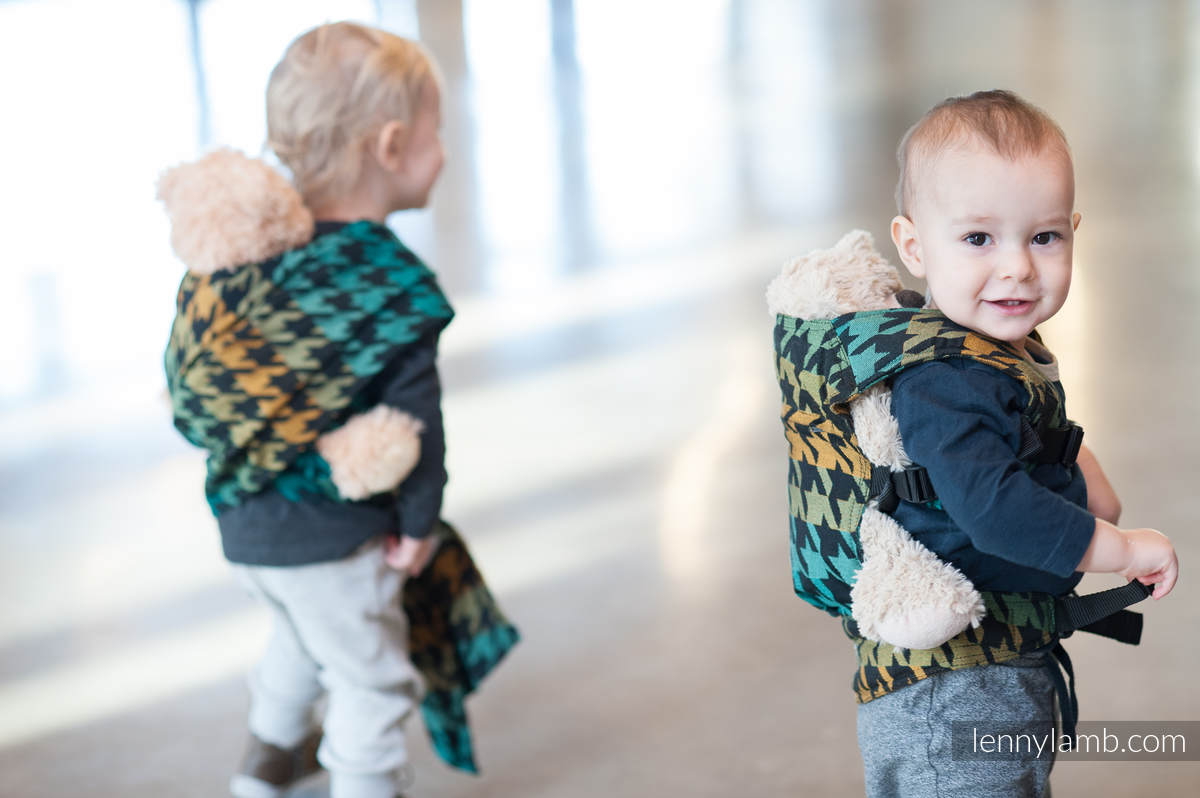 Doll Carrier made of woven fabric, 100% cotton  - PEPITKA GREEN & YELLOW #babywearing