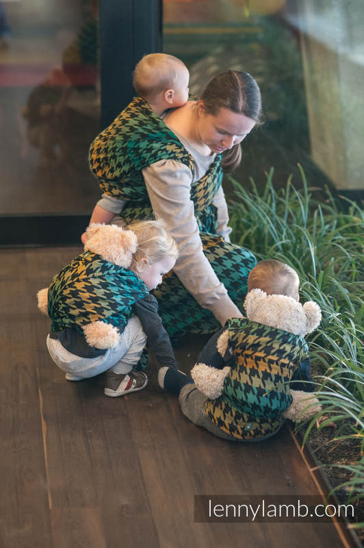 Doll Carrier made of woven fabric, 100% cotton  - PEPITKA GREEN & YELLOW #babywearing