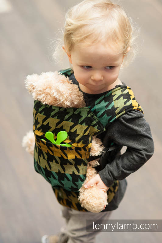 Doll Carrier made of woven fabric, 100% cotton  - PEPITKA GREEN & YELLOW #babywearing