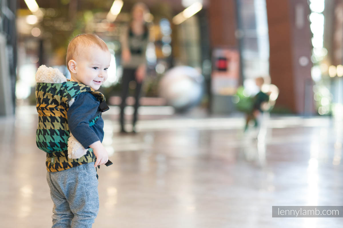 Doll Carrier made of woven fabric, 100% cotton  - PEPITKA GREEN & YELLOW #babywearing