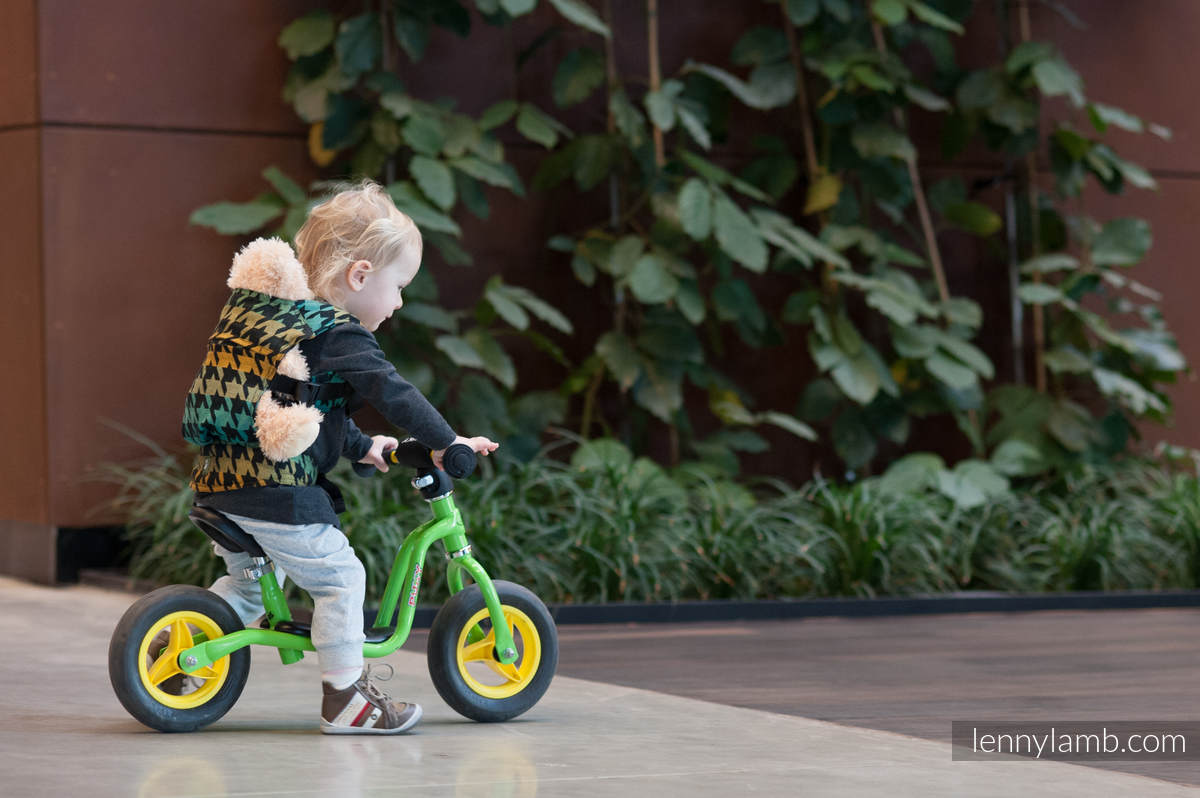 Doll Carrier made of woven fabric, 100% cotton  - PEPITKA GREEN & YELLOW #babywearing