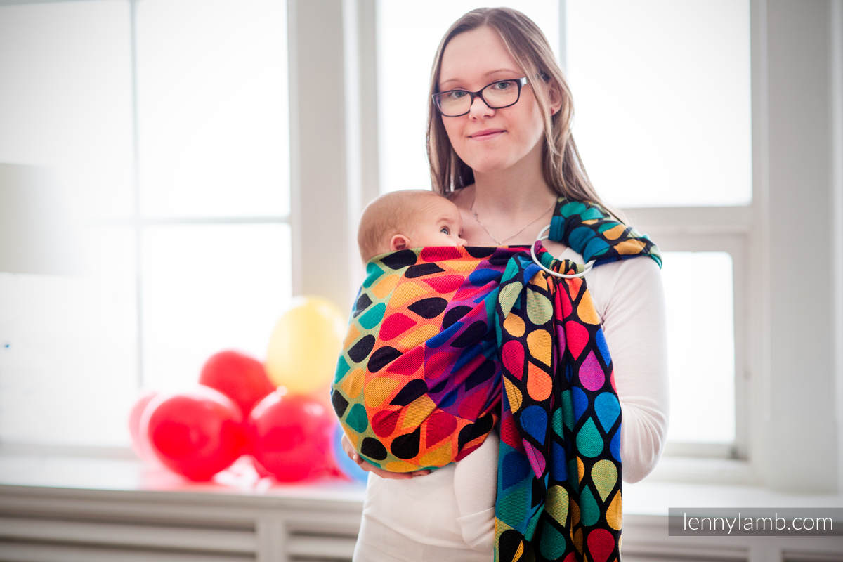Żakardowa chusta kółkowa do noszenia dzieci, bawełna - RADOSNY CZAS - long 2.1m #babywearing