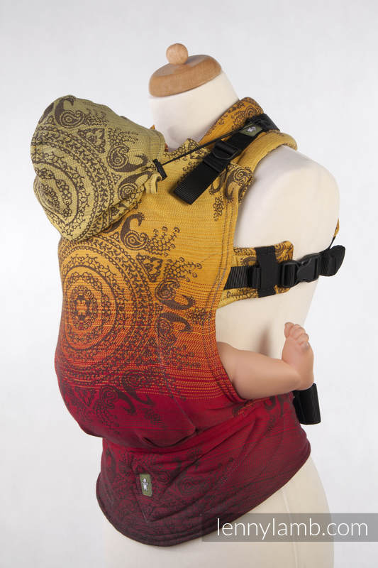 Ergonomic Carrier, Baby Size, jacquard weave 100% cotton -  NOBLE INDIAN PEACOCK, Second Generation #babywearing