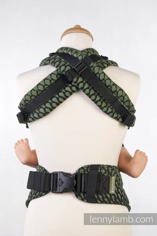 Ergonomic Carrier, Baby Size, jacquard weave 100% cotton - ICICLES GREEN & BLACK, Second Generation (grade B) #babywearing