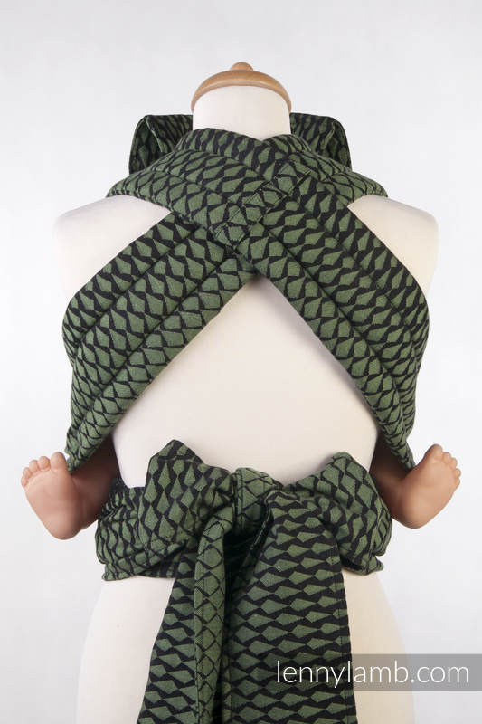 MEI-TAI carrier Toddler, jacquard weave - 100% cotton - with hood, ICICLES GREEN & BLACK #babywearing