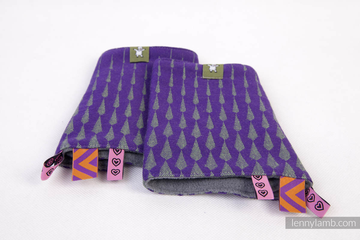 Drool Pads & Reach Straps Set, (60% cotton, 40% polyester) - ICICLES PURPLE & GREEN #babywearing