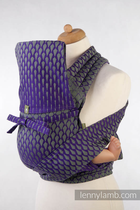 MEI-TAI carrier Mini, jacquard weave - 100% cotton - with hood, ICICLES PURPLE & GREEN #babywearing