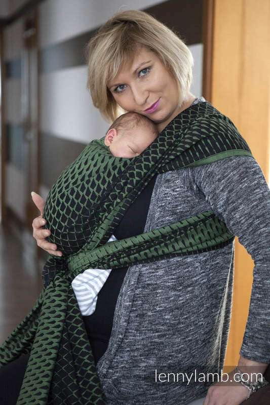 Baby Wrap, Jacquard Weave (100% cotton) - ICICLES GREEN & BLACK- size S #babywearing
