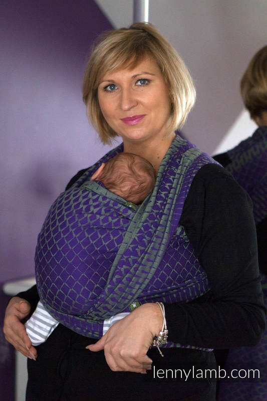 Żakardowa chusta do noszenia dzieci, bawełna - SOPLE LODU PURPUROWY z ZIELONYM - rozmiar M #babywearing