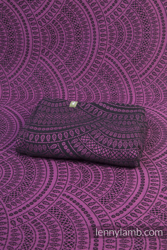 Baby Wrap, Jacquard Weave (100% cotton) - PEACOCK'S TAIL PURPLE & BLACK - size S #babywearing