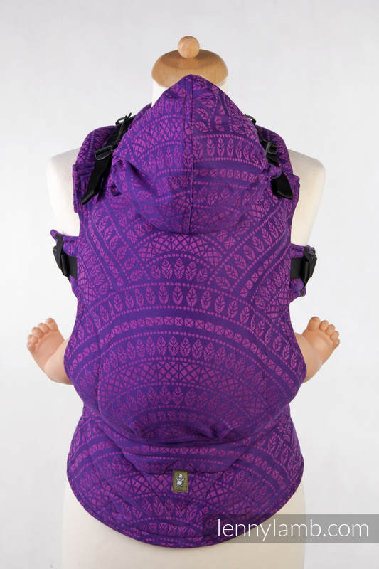 Nosidełko Ergonomiczne z tkaniny żakardowej 100% bawełna , Toddler Size, PAWI OGON FIOLET z RÓŻEM, Druga Generacja #babywearing