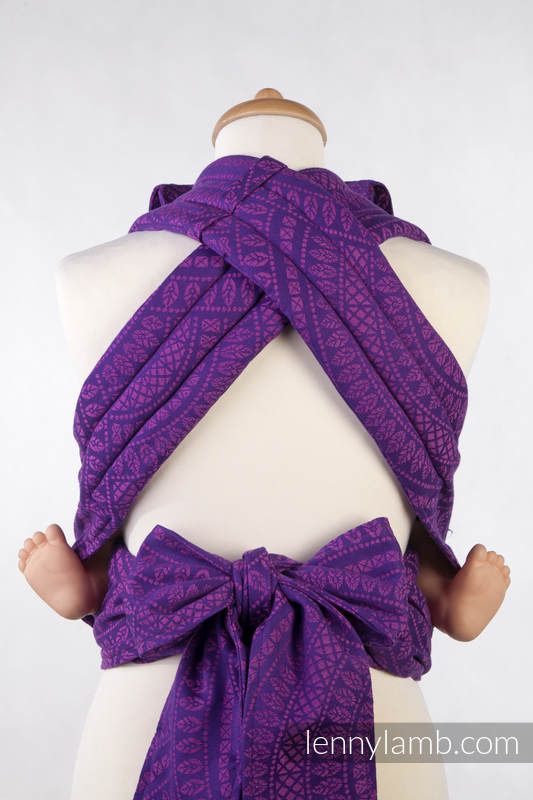 MEI-TAI carrier Toddler, jacquard weave - 100% cotton - with hood, PEACOCK'S TAIL PURPLE & PINK #babywearing