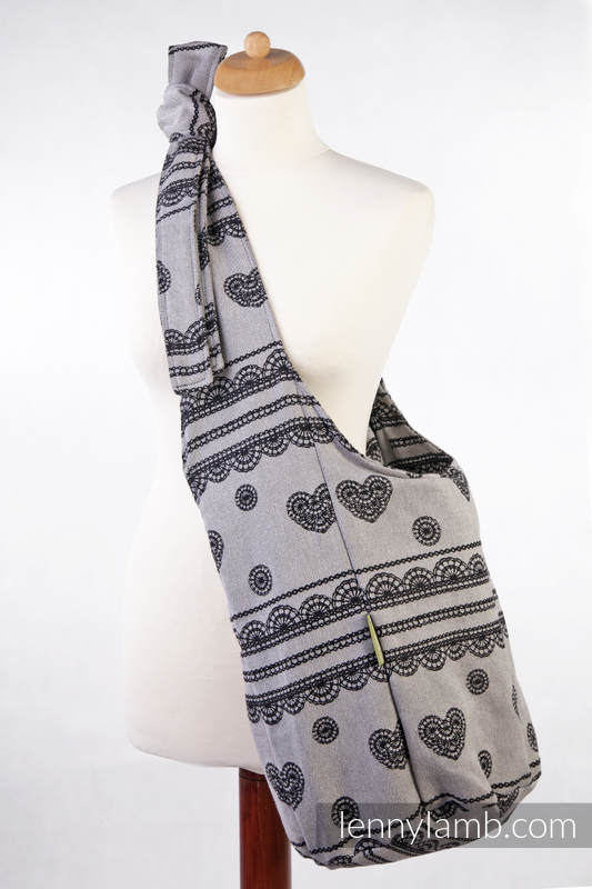 Hobo Bag made of woven fabric, 100% cotton - GLAMOROUS LACE, Reverse (grade B) #babywearing