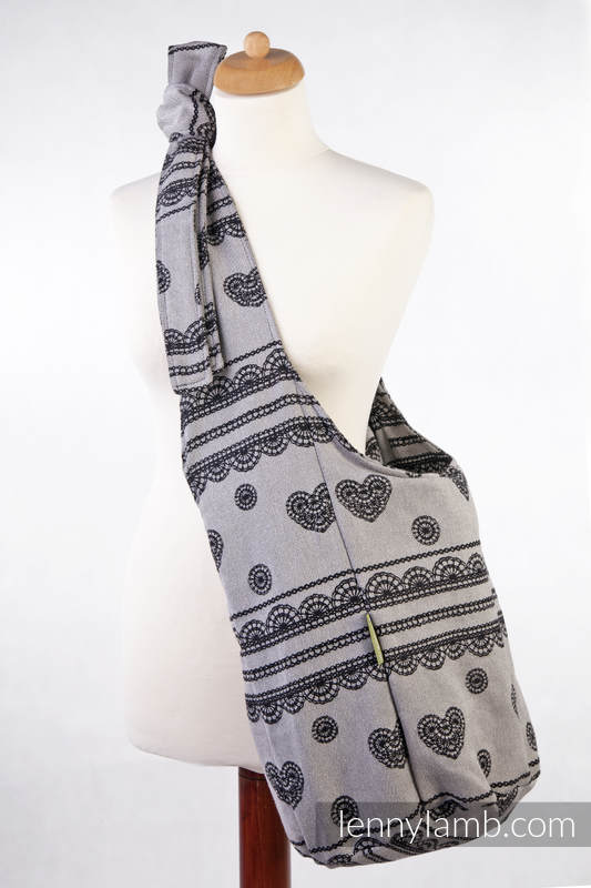 Torba Hobo z materiału chustowego, (100% bawełna) - KORONKA GLAMOUR, Rewers (drugi gatunek) #babywearing