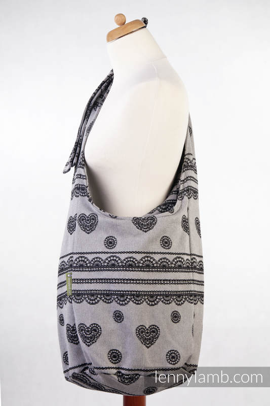 Hobo Bag made of woven fabric, 100% cotton - GLAMOROUS LACE, Reverse (grade B) #babywearing