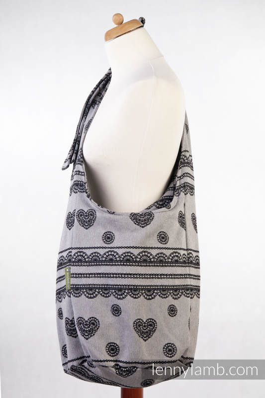 Torba Hobo z materiału chustowego, (100% bawełna) - KORONKA GLAMOUR, Rewers (drugi gatunek) #babywearing