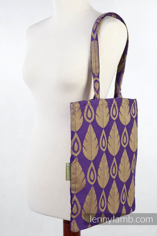 Shopping bag made of wrap fabric (100% cotton) - NORTHERN LEAVES PURPLE & YELLOW  #babywearing