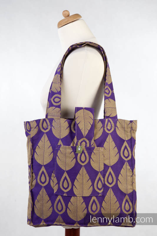 Shoulder bag (made of wrap fabric) - NORTHERN LEAVES PURPLE & YELLOW - standard size 37cmx37cm #babywearing