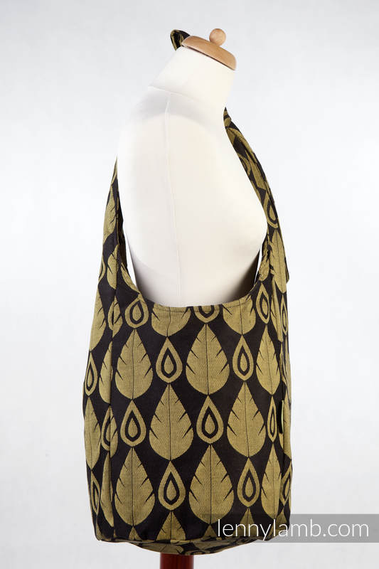 Hobo Bag made of woven fabric, 100% cotton - NORTHERN LEAVES BLACK & YELLOW #babywearing