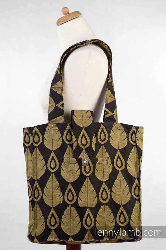 Shoulder bag (made of wrap fabric) - NORTHERN LEAVES BLACK & YELLOW - standard size 37cmx37cm #babywearing