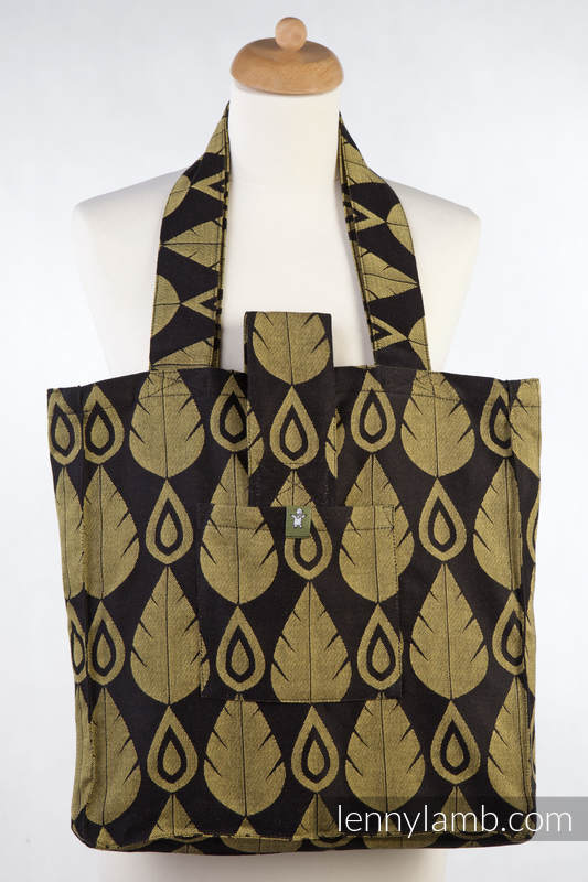 Shoulder bag (made of wrap fabric) - NORTHERN LEAVES BLACK & YELLOW - standard size 37cmx37cm #babywearing
