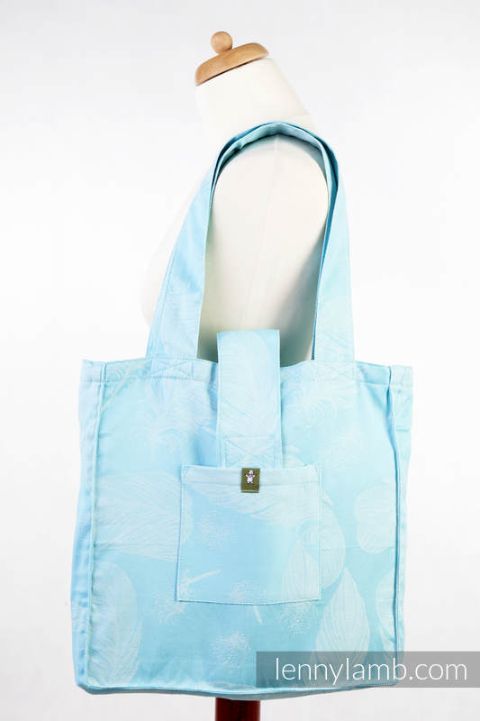 Shoulder bag made of wrap fabric (100% cotton) - FEATHERS TURQUOISE & WHITE - standard size 37cmx37cm #babywearing