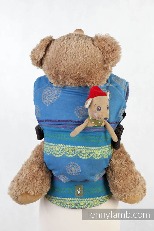 Nosidełko dla lalek z tkaniny chustowej - NIEBIAŃSKA KORONKA, #babywearing