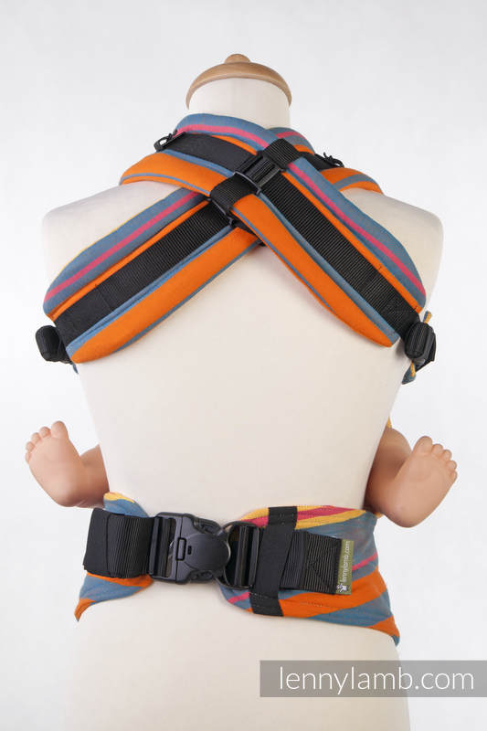 Ergonomische Tragehilfe, Gr. Baby, Kreuzköper-Bindung, 100% Baumwolle - ZUMBA ORANGE - zweite Generation #babywearing