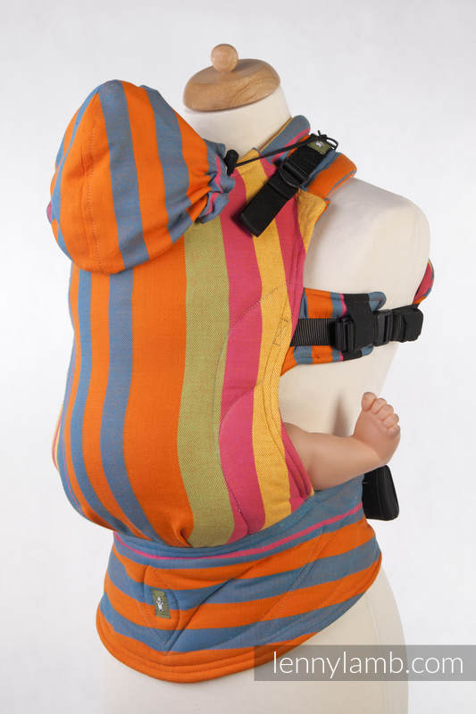 Nosidełko Ergonomiczne z tkaniny skośnokrzyżowej 100% bawełna , Toddler Size, POMARAŃCZOWA ZUMBA - Druga Generacja. #babywearing