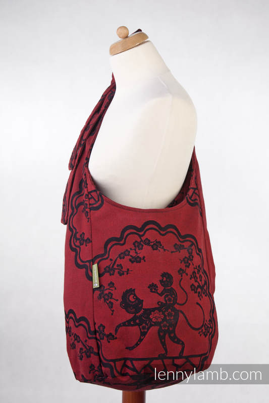 Hobo Bag made of woven fabric, 100% cotton - MICO RED & BLACK #babywearing