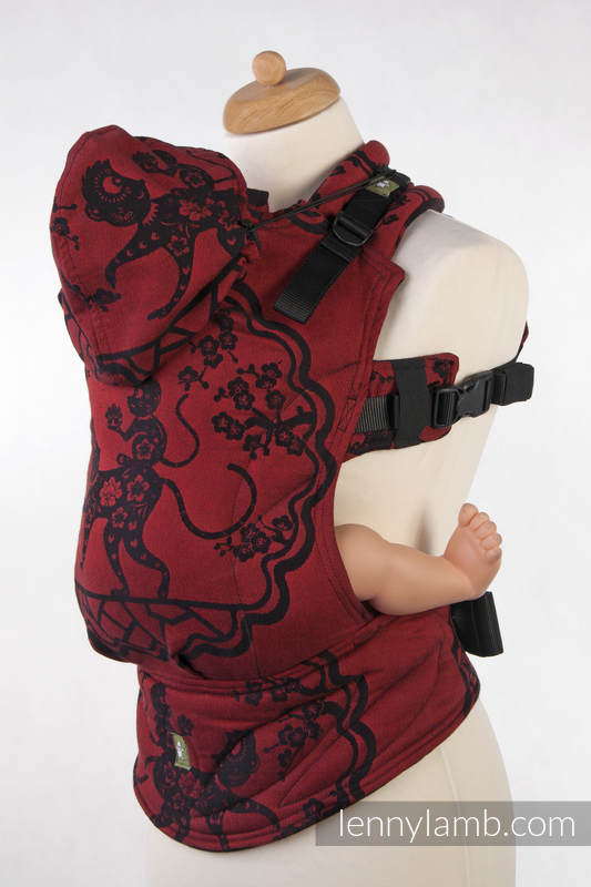 Ergonomic Carrier, Toddler Size, jacquard weave 100% cotton - MICO RED & BLACK, Second Generation #babywearing
