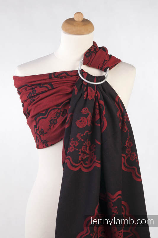 Ringsling, Jacquard Weave (100% cotton), with gathered shoulder - MICO RED & BLACK - long 2.1m #babywearing