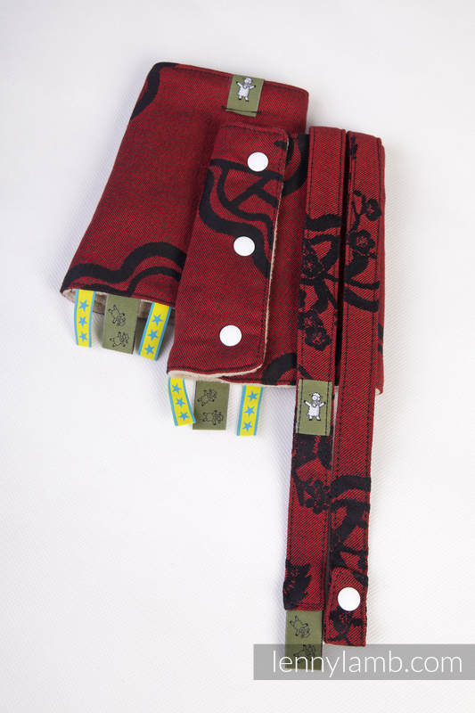 Drool Pads & Reach Straps Set, (60% cotton, 40% polyester) - MICO RED & BLACK (grade B) #babywearing