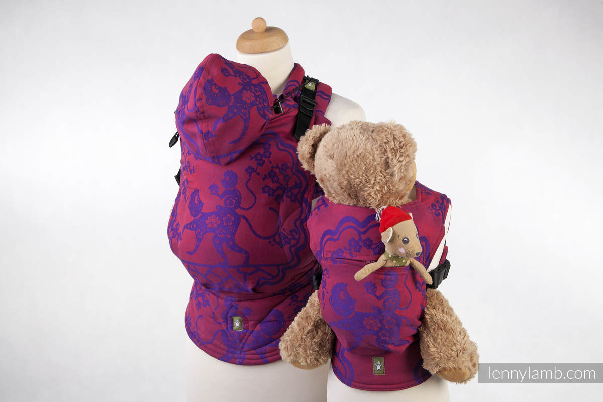 Doll Carrier made of woven fabric, 100% cotton  - MICO RED & PURPLE #babywearing