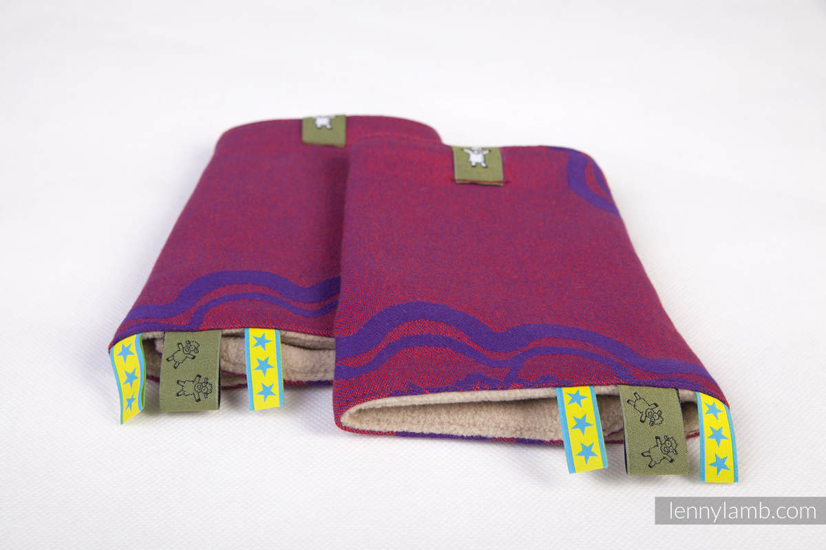 Drool Pads & Reach Straps Set, (60% cotton, 40% polyester) - MICO RED & PURPLE #babywearing