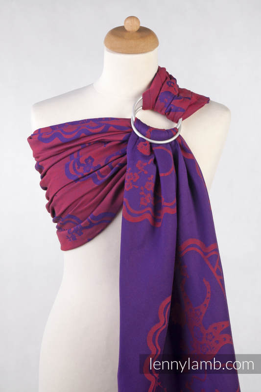 Ringsling, Jacquard Weave (100% cotton), with gathered shoulder - MICO RED & PURPLE - long 2.1m #babywearing